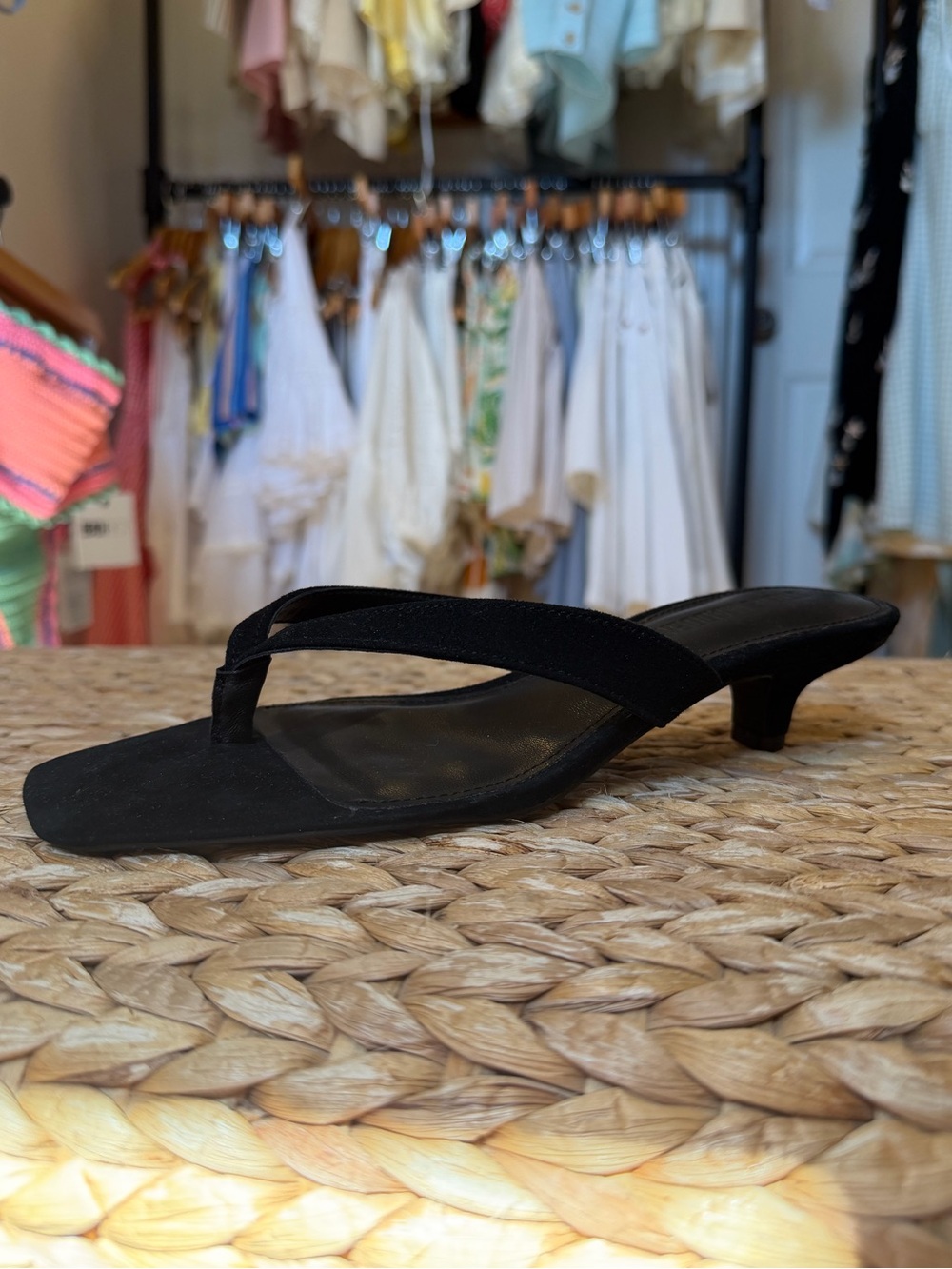 Tracie Black Suede Thong Strap Kitten Heels |STEVE MADDEN - Picture 4 of 5